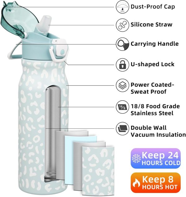 BJPKPK 18oz Insulated Water Bottle With Straw Stainless Steel Double Wall Water Bottles BPA Free Leak Proof Thermos With Lockable Flip Lid And Soft Silicone Spout,Ocean Dream - Image 292