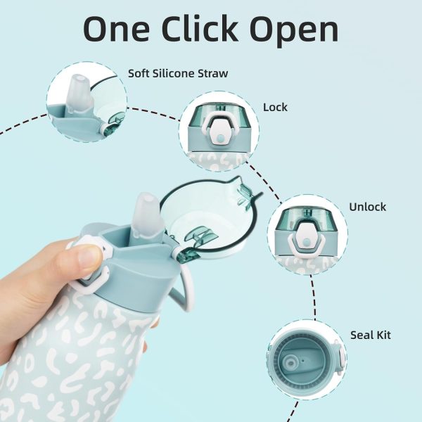 BJPKPK 18oz Insulated Water Bottle With Straw Stainless Steel Double Wall Water Bottles BPA Free Leak Proof Thermos With Lockable Flip Lid And Soft Silicone Spout,Ocean Dream - Image 293
