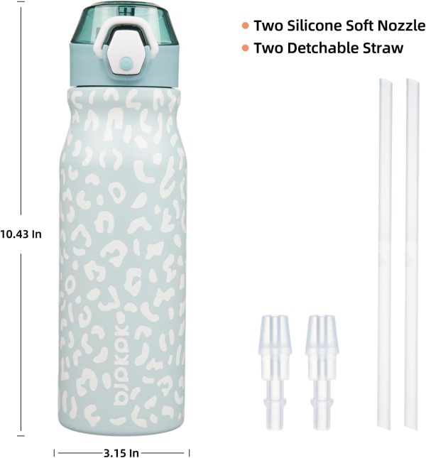BJPKPK 18oz Insulated Water Bottle With Straw Stainless Steel Double Wall Water Bottles BPA Free Leak Proof Thermos With Lockable Flip Lid And Soft Silicone Spout,Ocean Dream - Image 294