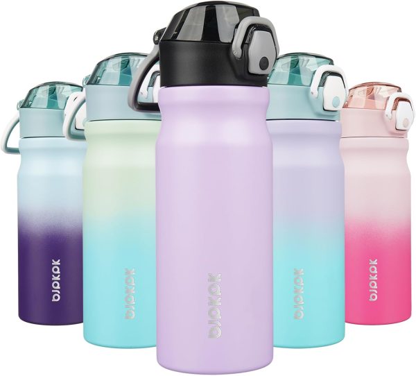 BJPKPK 18oz Insulated Water Bottle With Straw Stainless Steel Double Wall Water Bottles BPA Free Leak Proof Thermos With Lockable Flip Lid And Soft Silicone Spout,Ocean Dream - Image 295