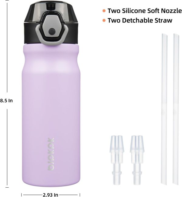 BJPKPK 18oz Insulated Water Bottle With Straw Stainless Steel Double Wall Water Bottles BPA Free Leak Proof Thermos With Lockable Flip Lid And Soft Silicone Spout,Ocean Dream - Image 298