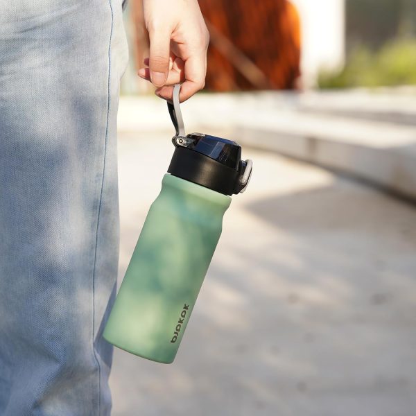 BJPKPK 18oz Insulated Water Bottle With Straw Stainless Steel Double Wall Water Bottles BPA Free Leak Proof Thermos With Lockable Flip Lid And Soft Silicone Spout,Ocean Dream - Image 299