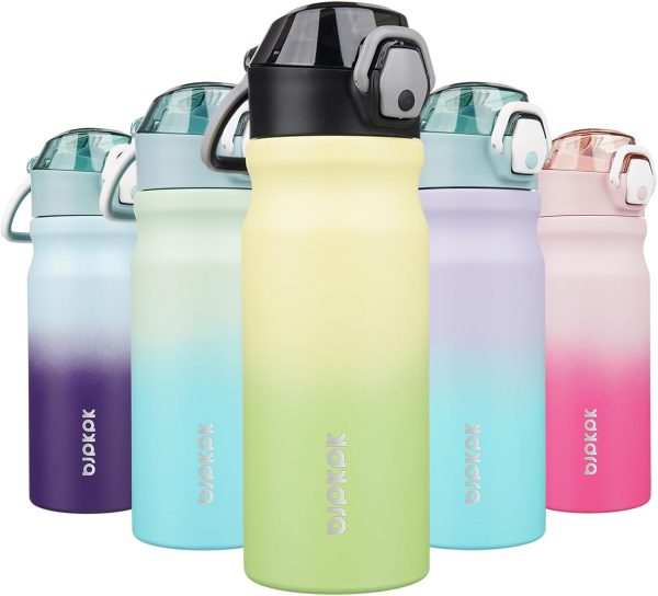 BJPKPK 18oz Insulated Water Bottle With Straw Stainless Steel Double Wall Water Bottles BPA Free Leak Proof Thermos With Lockable Flip Lid And Soft Silicone Spout,Ocean Dream - Image 300