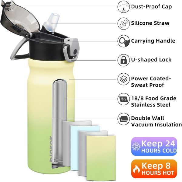 BJPKPK 18oz Insulated Water Bottle With Straw Stainless Steel Double Wall Water Bottles BPA Free Leak Proof Thermos With Lockable Flip Lid And Soft Silicone Spout,Ocean Dream - Image 301