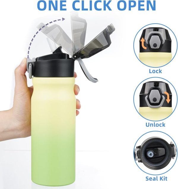 BJPKPK 18oz Insulated Water Bottle With Straw Stainless Steel Double Wall Water Bottles BPA Free Leak Proof Thermos With Lockable Flip Lid And Soft Silicone Spout,Ocean Dream - Image 302