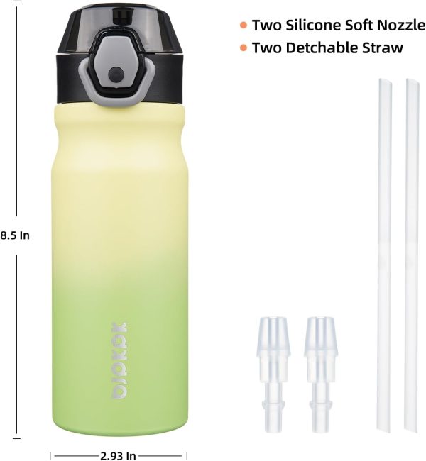 BJPKPK 18oz Insulated Water Bottle With Straw Stainless Steel Double Wall Water Bottles BPA Free Leak Proof Thermos With Lockable Flip Lid And Soft Silicone Spout,Ocean Dream - Image 303