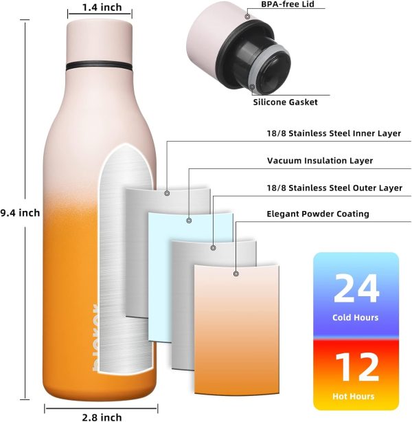 BJPKPK Insulated Water Bottles, 18 oz Stainless Steel Metal Water Bottle with Strap, BPA Free Leak Proof Thermos, Mugs, Flasks, Reusable Water Bottle for Sports & Travel, Black - Image 165