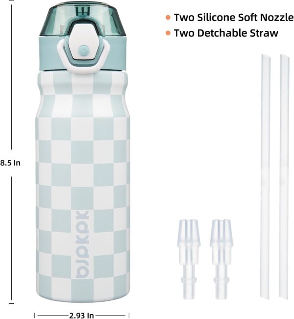 BJPKPK 18oz Insulated Water Bottle With Straw Stainless Steel Double Wall Water Bottles BPA Free Leak Proof Thermos With Lockable Flip Lid And Soft Silicone Spout,Ocean Dream - Image 307