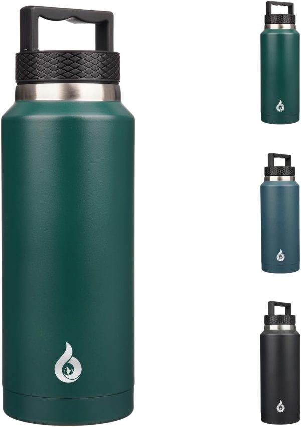 BJPKPK 64 oz Insulated Water Bottle, Dishwasher Safe Half Gallon Water Bottle with Ergonomic Handle, BPA Free Leak Proof Water Jug for Sports, Metal Thermos with Anti-slip Bottom, Grey - Image 29