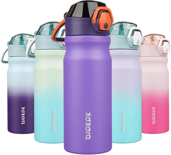 BJPKPK 18oz Insulated Water Bottle With Straw Stainless Steel Double Wall Water Bottles BPA Free Leak Proof Thermos With Lockable Flip Lid And Soft Silicone Spout,Ocean Dream - Image 308