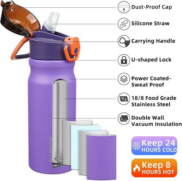 BJPKPK 18oz Insulated Water Bottle With Straw Stainless Steel Double Wall Water Bottles BPA Free Leak Proof Thermos With Lockable Flip Lid And Soft Silicone Spout,Ocean Dream - Image 309