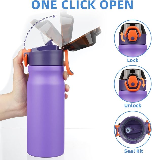 BJPKPK 18oz Insulated Water Bottle With Straw Stainless Steel Double Wall Water Bottles BPA Free Leak Proof Thermos With Lockable Flip Lid And Soft Silicone Spout,Ocean Dream - Image 310