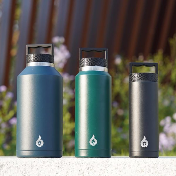 BJPKPK 64 oz Insulated Water Bottle, Dishwasher Safe Half Gallon Water Bottle with Ergonomic Handle, BPA Free Leak Proof Water Jug for Sports, Metal Thermos with Anti-slip Bottom, Grey - Image 33