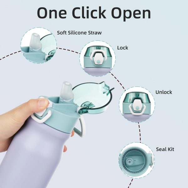 BJPKPK 18oz Insulated Water Bottle With Straw Stainless Steel Double Wall Water Bottles BPA Free Leak Proof Thermos With Lockable Flip Lid And Soft Silicone Spout,Ocean Dream - Image 315