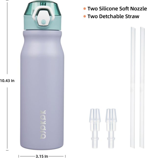 BJPKPK 18oz Insulated Water Bottle With Straw Stainless Steel Double Wall Water Bottles BPA Free Leak Proof Thermos With Lockable Flip Lid And Soft Silicone Spout,Ocean Dream - Image 316
