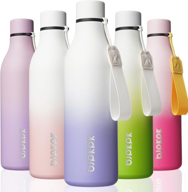 BJPKPK Insulated Water Bottles, 18 oz Stainless Steel Metal Water Bottle with Strap, BPA Free Leak Proof Thermos, Mugs, Flasks, Reusable Water Bottle for Sports & Travel, Black - Image 168