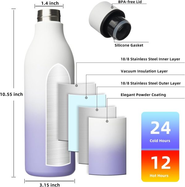 BJPKPK Insulated Water Bottles, 18 oz Stainless Steel Metal Water Bottle with Strap, BPA Free Leak Proof Thermos, Mugs, Flasks, Reusable Water Bottle for Sports & Travel, Black - Image 170