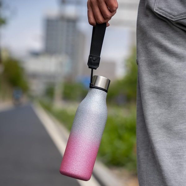 BJPKPK Insulated Water Bottles, 18 oz Stainless Steel Metal Water Bottle with Strap, BPA Free Leak Proof Thermos, Mugs, Flasks, Reusable Water Bottle for Sports & Travel, Black - Image 175