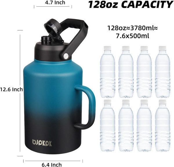 BJPKPK 64 oz Insulated Water Bottle, Dishwasher Safe Half Gallon Water Bottle with Ergonomic Handle, BPA Free Leak Proof Water Jug for Sports, Metal Thermos with Anti-slip Bottom, Grey - Image 64