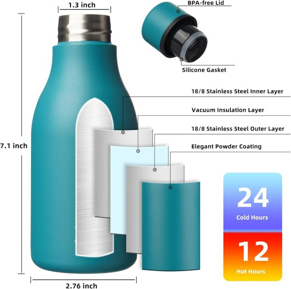 BJPKPK Insulated Water Bottles, 18 oz Stainless Steel Metal Water Bottle with Strap, BPA Free Leak Proof Thermos, Mugs, Flasks, Reusable Water Bottle for Sports & Travel, Black - Image 185