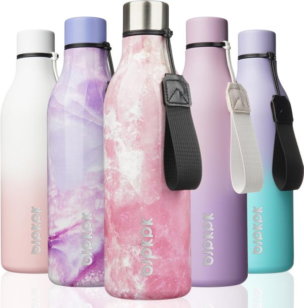 BJPKPK Insulated Water Bottles, 18 oz Stainless Steel Metal Water Bottle with Strap, BPA Free Leak Proof Thermos, Mugs, Flasks, Reusable Water Bottle for Sports & Travel, Black - Image 186
