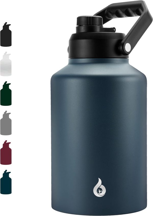 BJPKPK 64 oz Insulated Water Bottle, Dishwasher Safe Half Gallon Water Bottle with Ergonomic Handle, BPA Free Leak Proof Water Jug for Sports, Metal Thermos with Anti-slip Bottom, Grey - Image 73