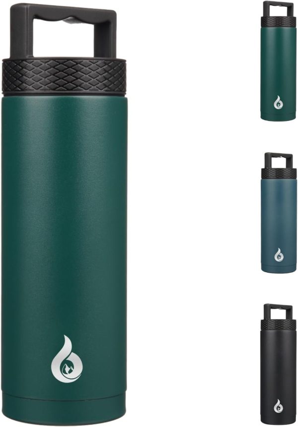 BJPKPK 64 oz Insulated Water Bottle, Dishwasher Safe Half Gallon Water Bottle with Ergonomic Handle, BPA Free Leak Proof Water Jug for Sports, Metal Thermos with Anti-slip Bottom, Grey - Image 77