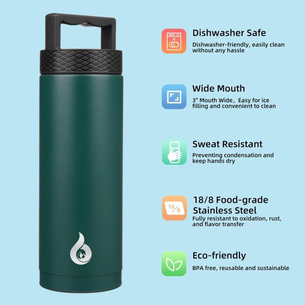 BJPKPK 64 oz Insulated Water Bottle, Dishwasher Safe Half Gallon Water Bottle with Ergonomic Handle, BPA Free Leak Proof Water Jug for Sports, Metal Thermos with Anti-slip Bottom, Grey - Image 78