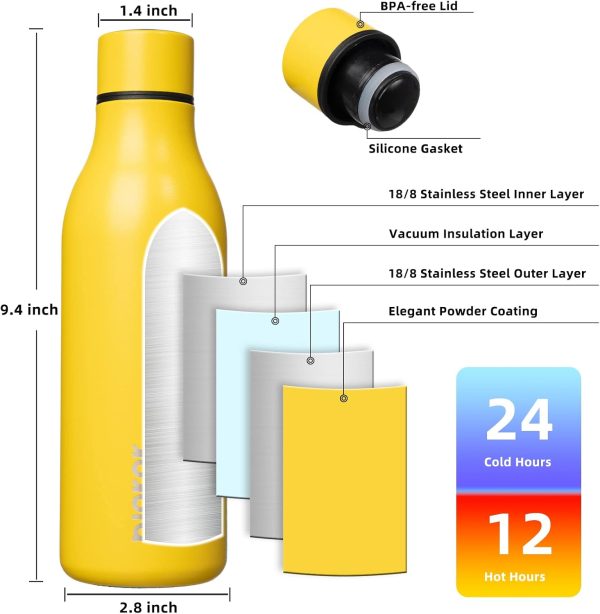 BJPKPK Insulated Water Bottles, 18 oz Stainless Steel Metal Water Bottle with Strap, BPA Free Leak Proof Thermos, Mugs, Flasks, Reusable Water Bottle for Sports & Travel, Black - Image 199