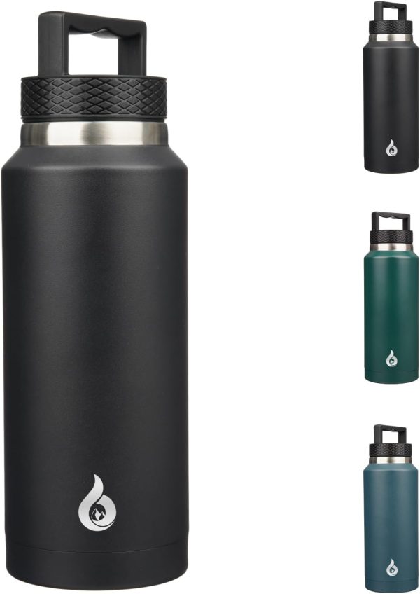 BJPKPK 64 oz Insulated Water Bottle, Dishwasher Safe Half Gallon Water Bottle with Ergonomic Handle, BPA Free Leak Proof Water Jug for Sports, Metal Thermos with Anti-slip Bottom, Grey - Image 81
