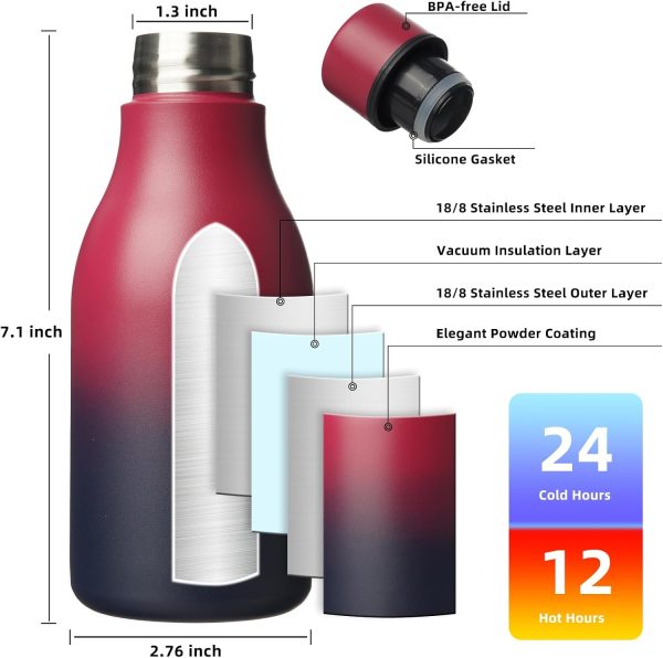 BJPKPK Insulated Water Bottles, 18 oz Stainless Steel Metal Water Bottle with Strap, BPA Free Leak Proof Thermos, Mugs, Flasks, Reusable Water Bottle for Sports & Travel, Black - Image 208