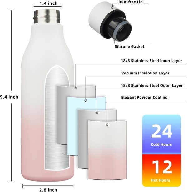 BJPKPK Insulated Water Bottles, 18 oz Stainless Steel Metal Water Bottle with Strap, BPA Free Leak Proof Thermos, Mugs, Flasks, Reusable Water Bottle for Sports & Travel, Black - Image 218