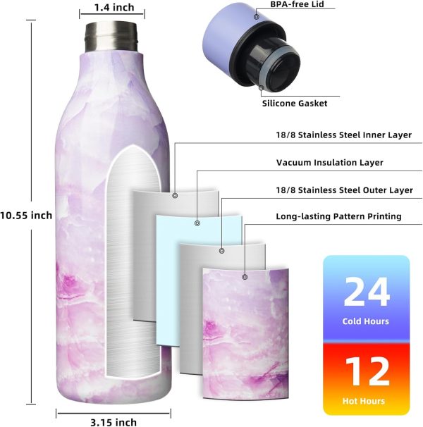 BJPKPK Insulated Water Bottles, 18 oz Stainless Steel Metal Water Bottle with Strap, BPA Free Leak Proof Thermos, Mugs, Flasks, Reusable Water Bottle for Sports & Travel, Black - Image 225