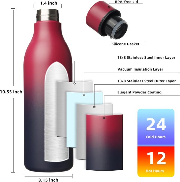 BJPKPK Insulated Water Bottles, 18 oz Stainless Steel Metal Water Bottle with Strap, BPA Free Leak Proof Thermos, Mugs, Flasks, Reusable Water Bottle for Sports & Travel, Black - Image 229