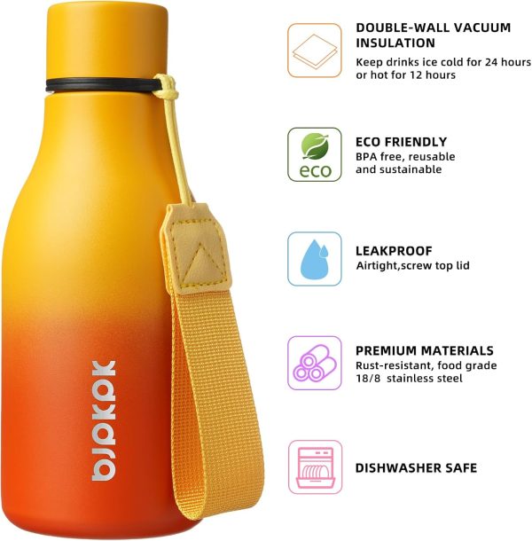 BJPKPK Insulated Water Bottles, 18 oz Stainless Steel Metal Water Bottle with Strap, BPA Free Leak Proof Thermos, Mugs, Flasks, Reusable Water Bottle for Sports & Travel, Black - Image 231