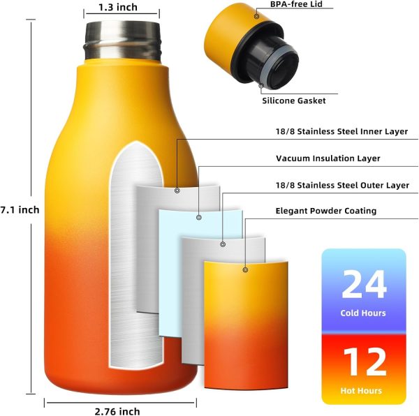 BJPKPK Insulated Water Bottles, 18 oz Stainless Steel Metal Water Bottle with Strap, BPA Free Leak Proof Thermos, Mugs, Flasks, Reusable Water Bottle for Sports & Travel, Black - Image 232