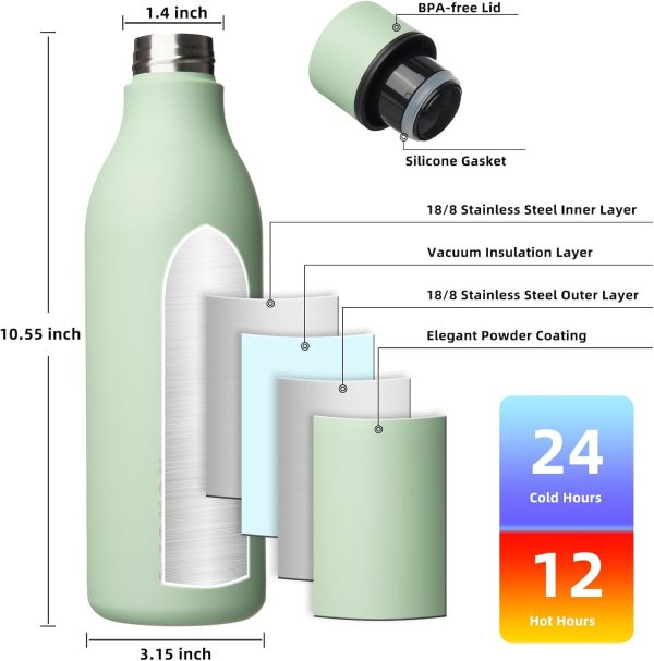 BJPKPK Insulated Water Bottles, 18 oz Stainless Steel Metal Water Bottle with Strap, BPA Free Leak Proof Thermos, Mugs, Flasks, Reusable Water Bottle for Sports & Travel, Black - Image 239