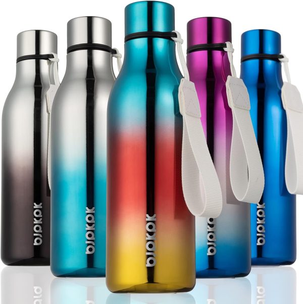 BJPKPK Insulated Water Bottles, 18 oz Stainless Steel Metal Water Bottle with Strap, BPA Free Leak Proof Thermos, Mugs, Flasks, Reusable Water Bottle for Sports & Travel, Black - Image 241