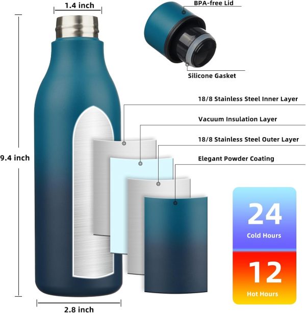 BJPKPK Insulated Water Bottles, 18 oz Stainless Steel Metal Water Bottle with Strap, BPA Free Leak Proof Thermos, Mugs, Flasks, Reusable Water Bottle for Sports & Travel, Black - Image 246