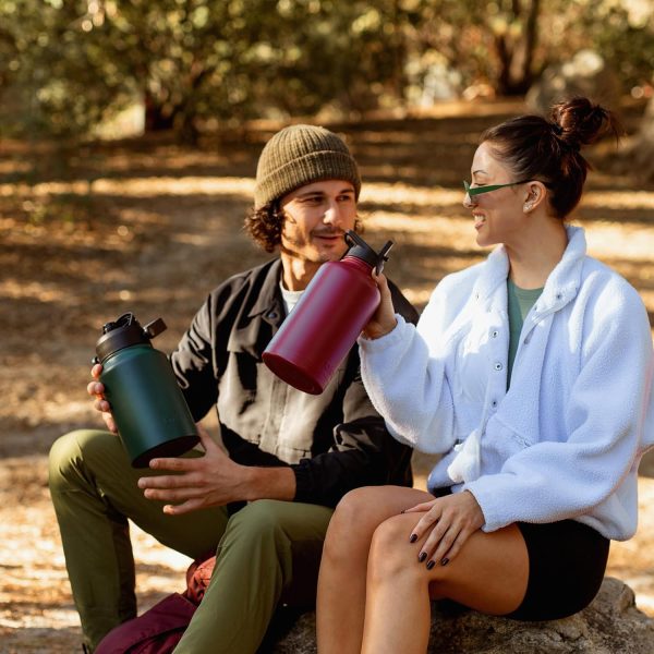 BJPKPK 64 oz Insulated Water Bottle, Dishwasher Safe Half Gallon Water Bottle with Ergonomic Handle, BPA Free Leak Proof Water Jug for Sports, Metal Thermos with Anti-slip Bottom, Grey - Image 129