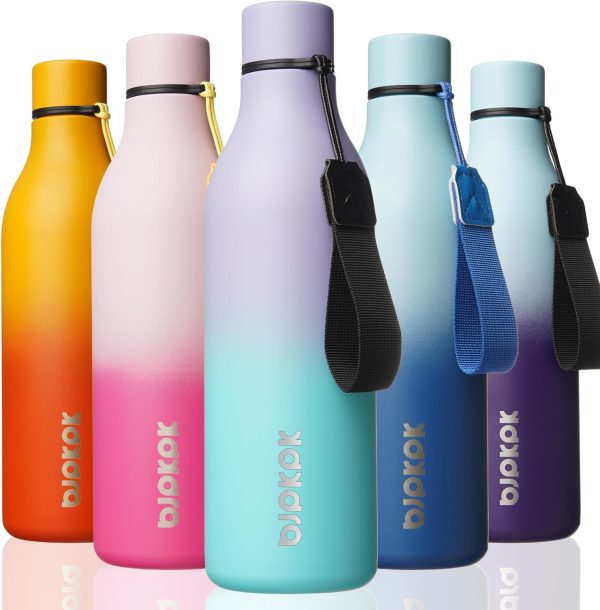 BJPKPK Insulated Water Bottles, 18 oz Stainless Steel Metal Water Bottle with Strap, BPA Free Leak Proof Thermos, Mugs, Flasks, Reusable Water Bottle for Sports & Travel, Black - Image 247