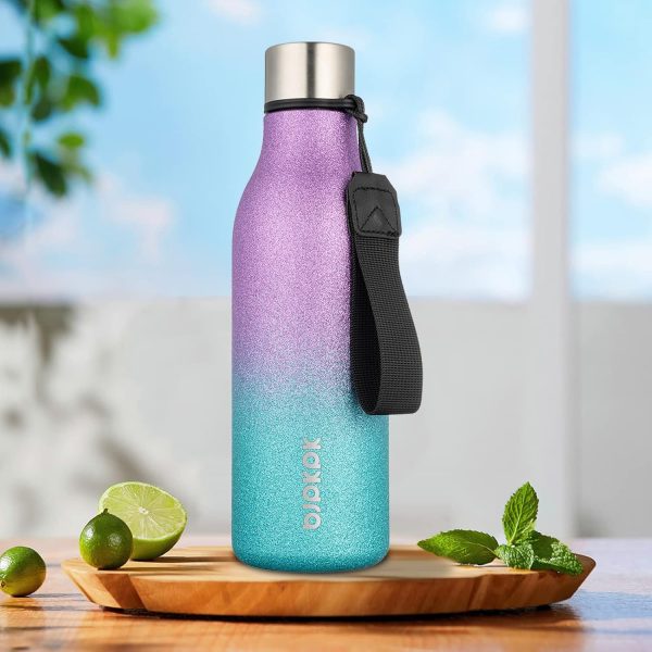 BJPKPK Insulated Water Bottles, 18 oz Stainless Steel Metal Water Bottle with Strap, BPA Free Leak Proof Thermos, Mugs, Flasks, Reusable Water Bottle for Sports & Travel, Black - Image 254