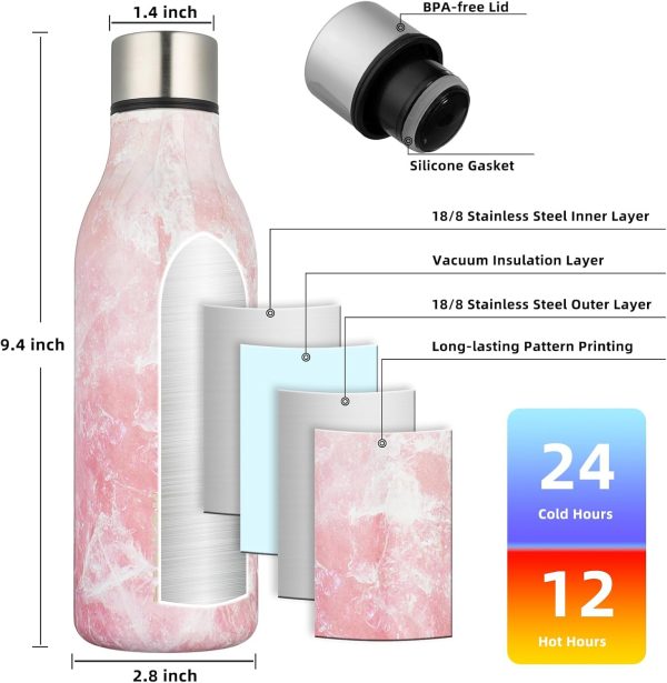 BJPKPK Insulated Water Bottles, 18 oz Stainless Steel Metal Water Bottle with Strap, BPA Free Leak Proof Thermos, Mugs, Flasks, Reusable Water Bottle for Sports & Travel, Black - Image 257