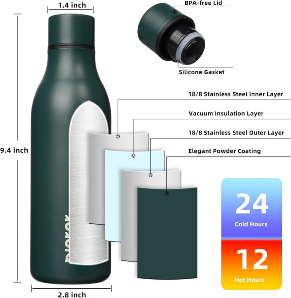 BJPKPK Insulated Water Bottles, 18 oz Stainless Steel Metal Water Bottle with Strap, BPA Free Leak Proof Thermos, Mugs, Flasks, Reusable Water Bottle for Sports & Travel, Black - Image 260