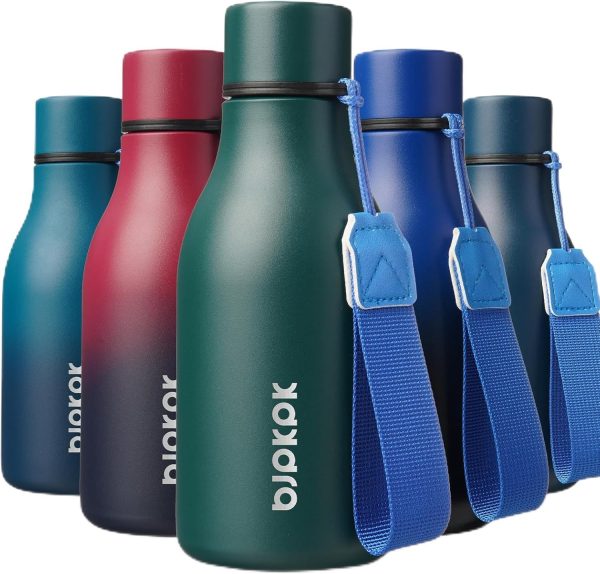 BJPKPK Insulated Water Bottles, 18 oz Stainless Steel Metal Water Bottle with Strap, BPA Free Leak Proof Thermos, Mugs, Flasks, Reusable Water Bottle for Sports & Travel, Black - Image 262
