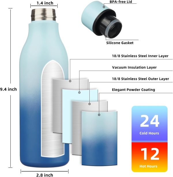 BJPKPK Insulated Water Bottles, 18 oz Stainless Steel Metal Water Bottle with Strap, BPA Free Leak Proof Thermos, Mugs, Flasks, Reusable Water Bottle for Sports & Travel, Black - Image 267