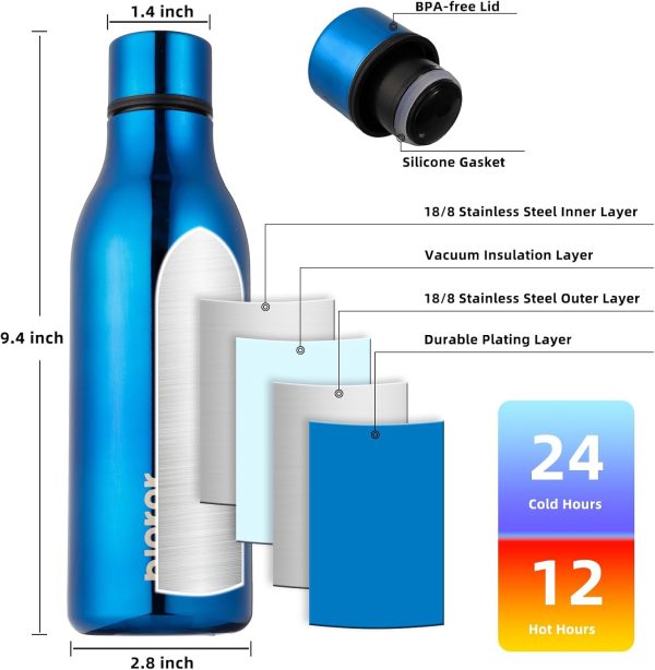 BJPKPK Insulated Water Bottles, 18 oz Stainless Steel Metal Water Bottle with Strap, BPA Free Leak Proof Thermos, Mugs, Flasks, Reusable Water Bottle for Sports & Travel, Black - Image 270