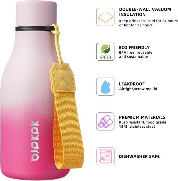 BJPKPK Insulated Water Bottles, 18 oz Stainless Steel Metal Water Bottle with Strap, BPA Free Leak Proof Thermos, Mugs, Flasks, Reusable Water Bottle for Sports & Travel, Black - Image 272
