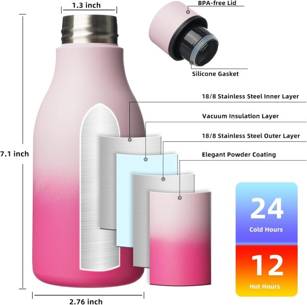 BJPKPK Insulated Water Bottles, 18 oz Stainless Steel Metal Water Bottle with Strap, BPA Free Leak Proof Thermos, Mugs, Flasks, Reusable Water Bottle for Sports & Travel, Black - Image 273