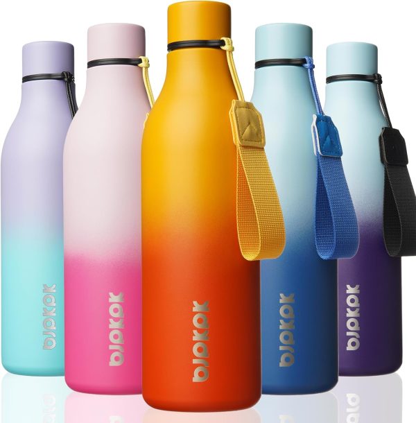 BJPKPK Insulated Water Bottles, 18 oz Stainless Steel Metal Water Bottle with Strap, BPA Free Leak Proof Thermos, Mugs, Flasks, Reusable Water Bottle for Sports & Travel, Black - Image 274